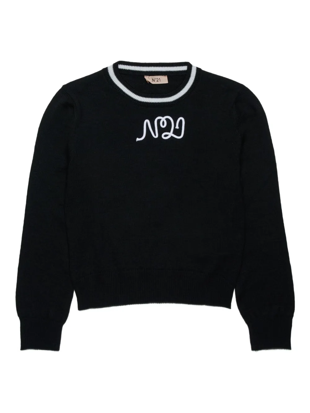N°21 Pullover In Misto Lana Con Logo Corsivo