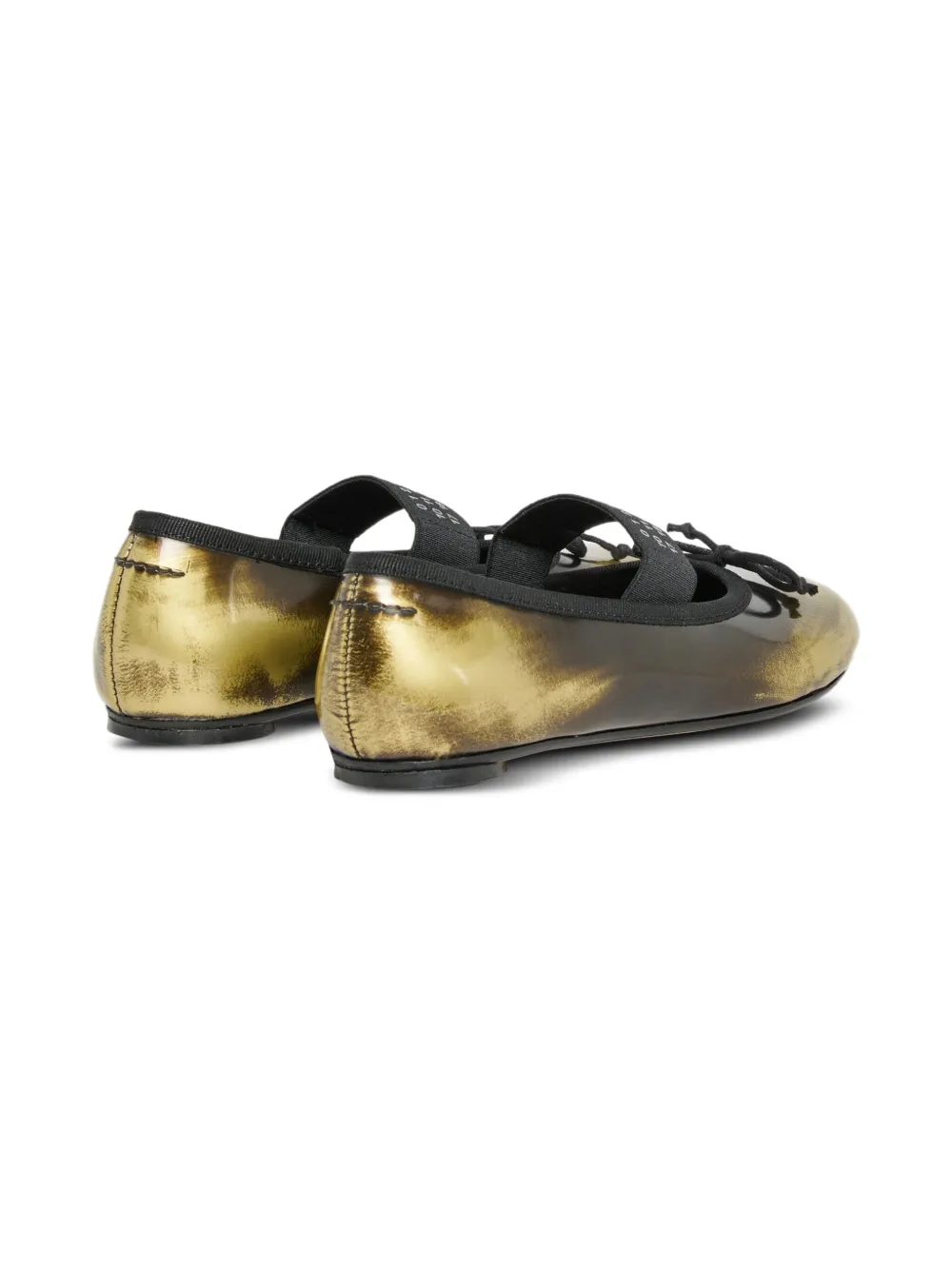 MM6 Maison Margiela Kids metallic-effect bow-detail ballerinas Yellow