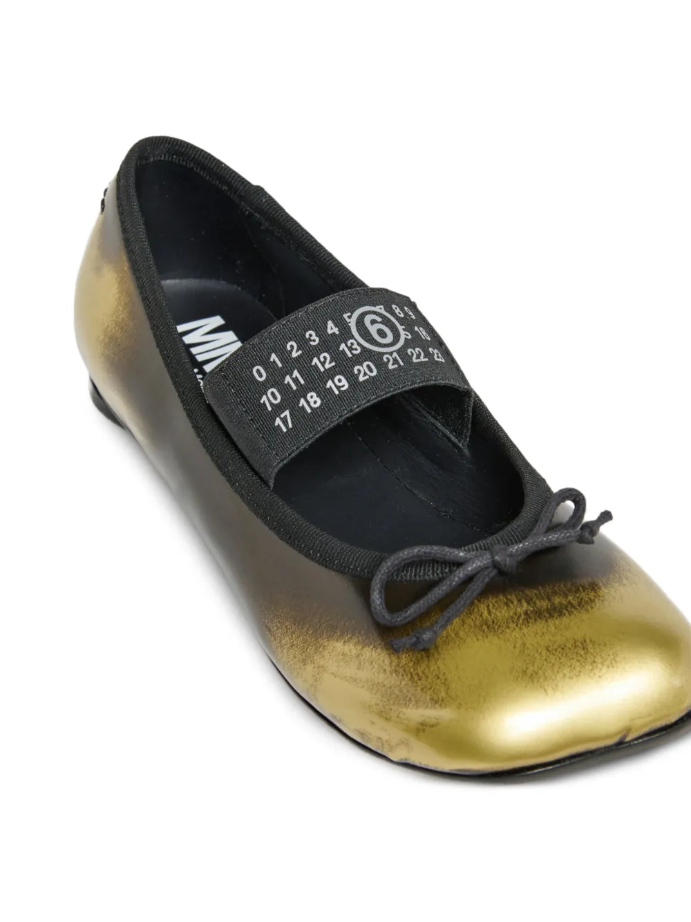 MM6 Maison Margiela Kids metallic-effect bow-detail ballerinas Yellow