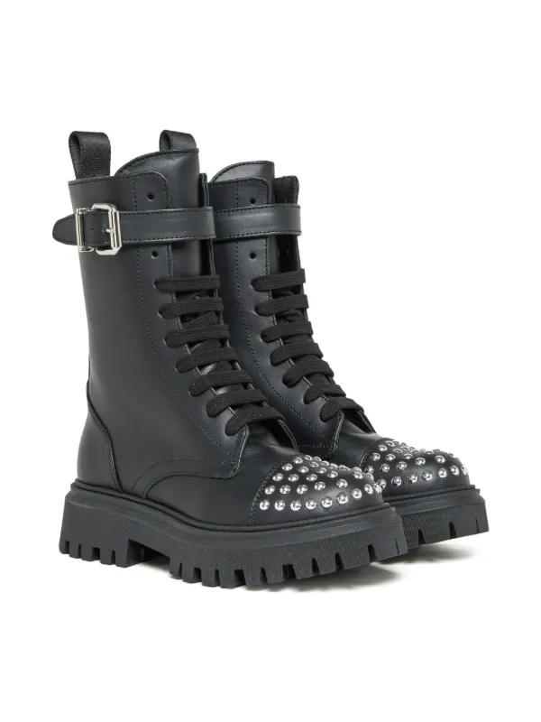 Marni Kids Studded Leather Boots | Black | FARFETCH