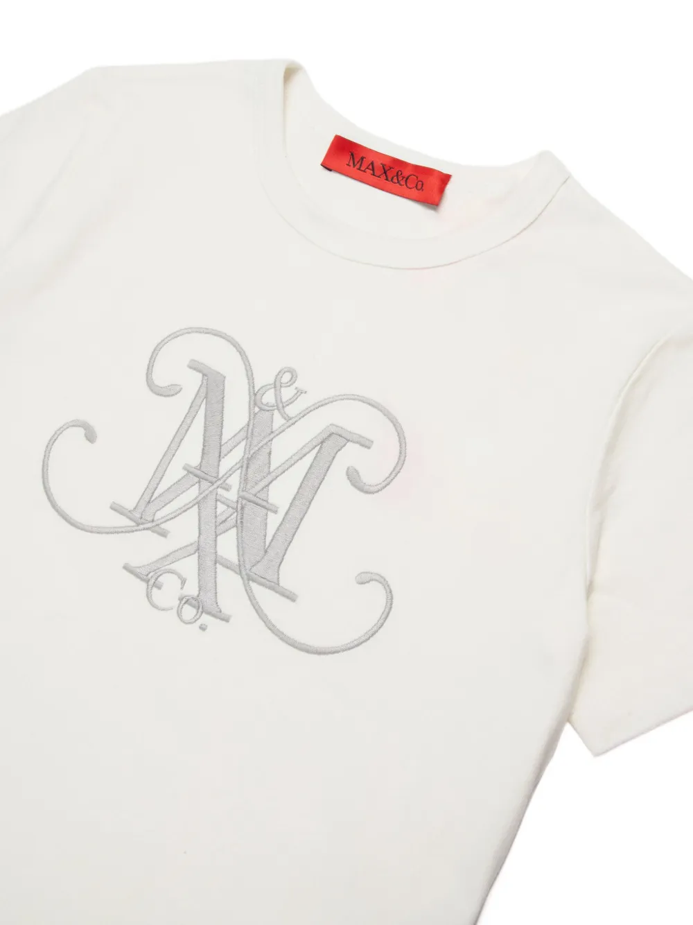 Max & Co T-shirt In Jersey Con Maxi Stemma In White