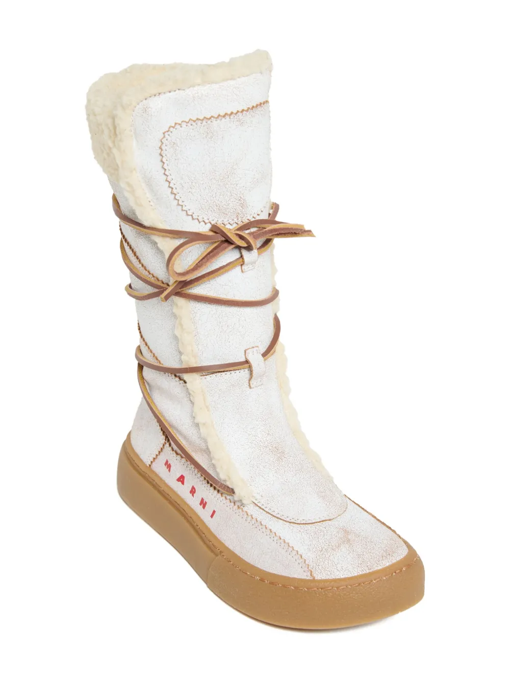 Marni Kids lace-up shearling boots Wit