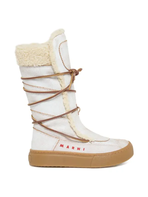 Marni Kids lace-up shearling boots