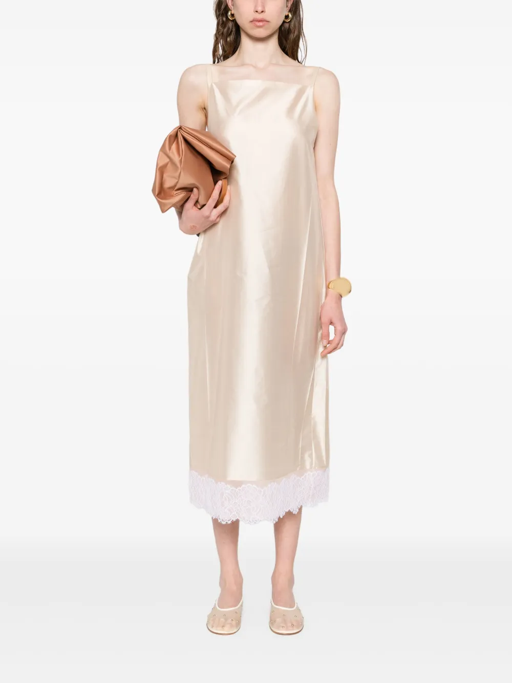 Carven satin midi dress - Beige