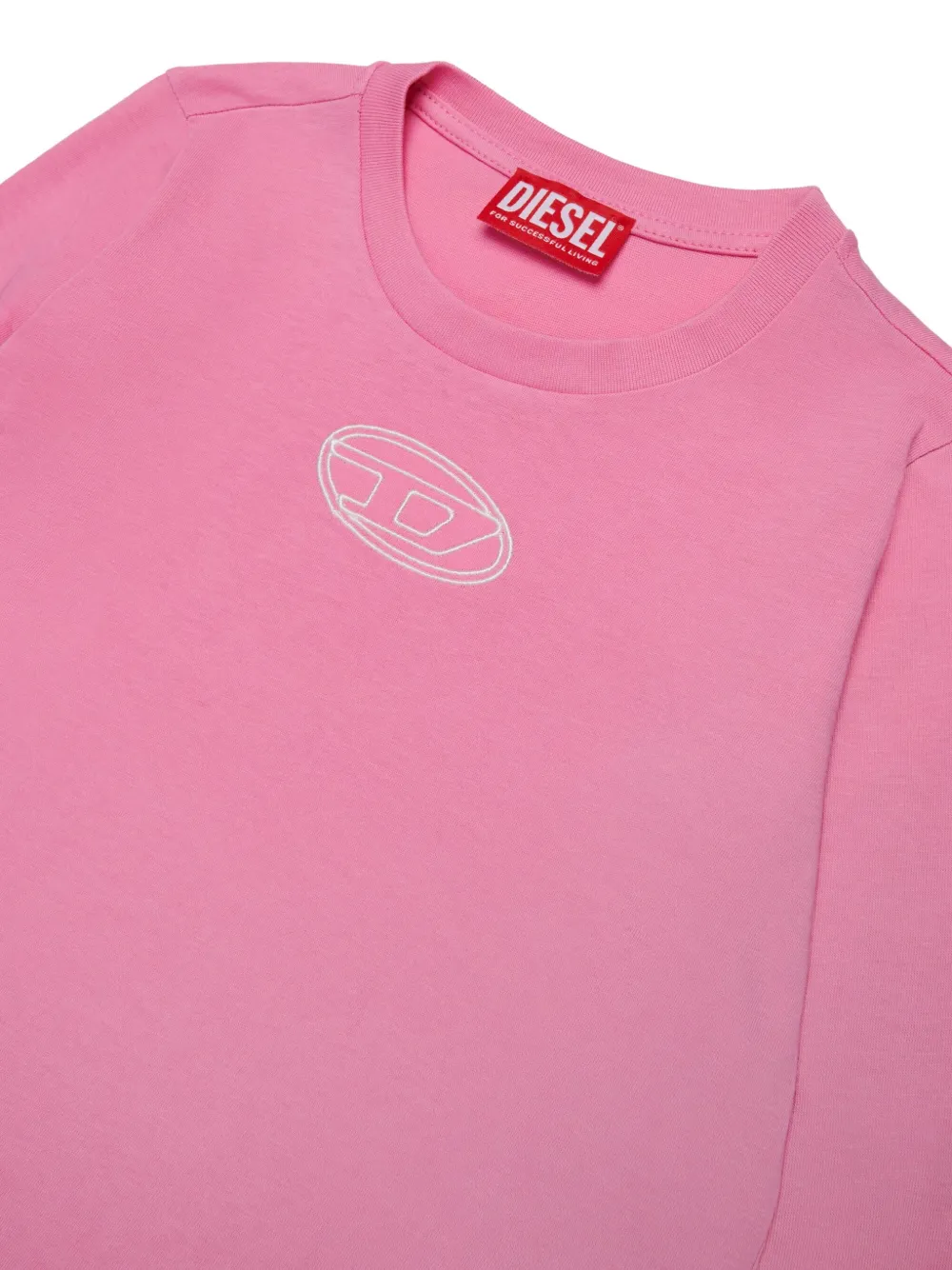 Diesel Kids logo-embroidered long-sleeve T-shirt Roze
