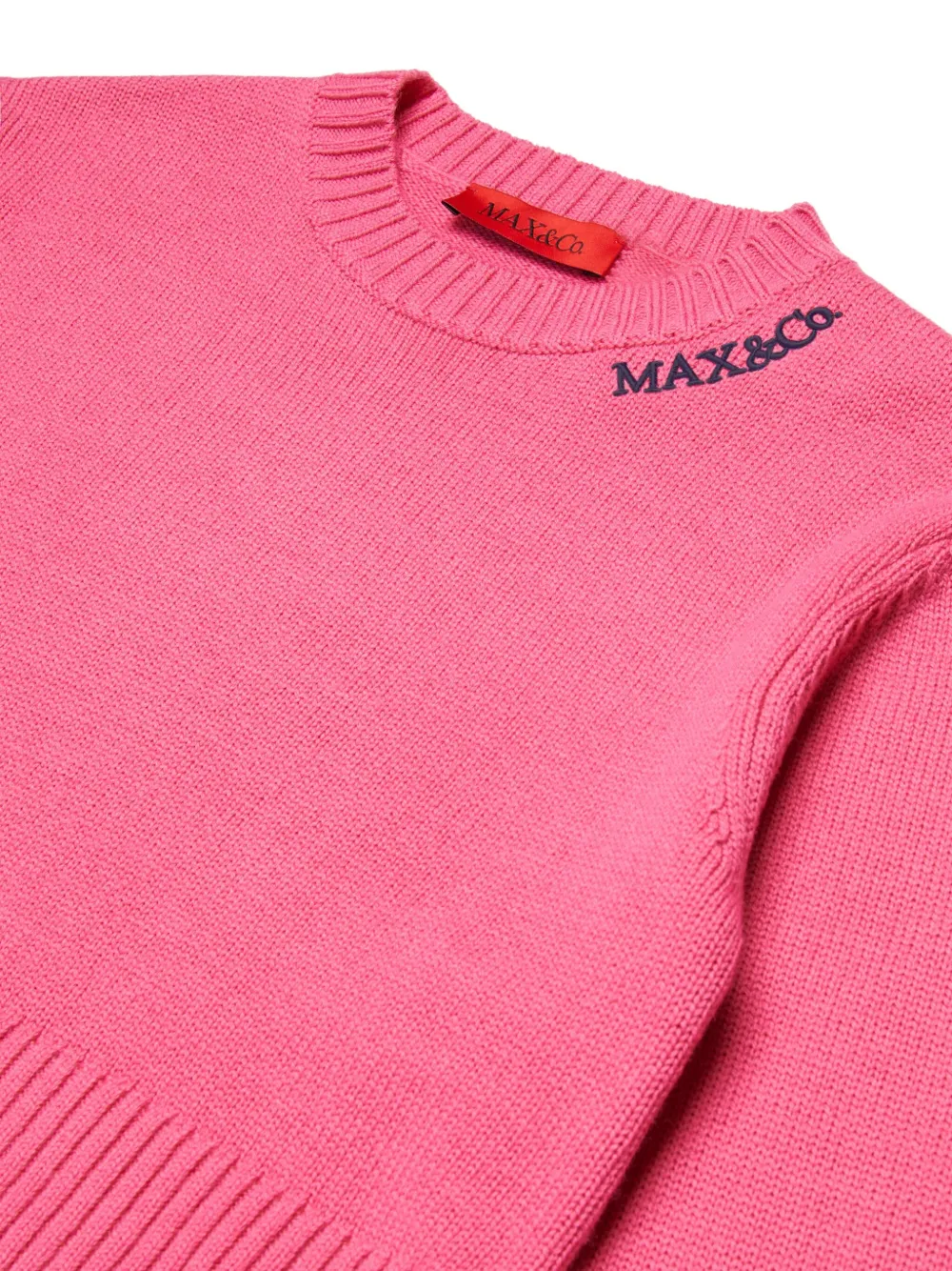 Max & Co Logo-embroidered Wool-blend Sweater In Pink