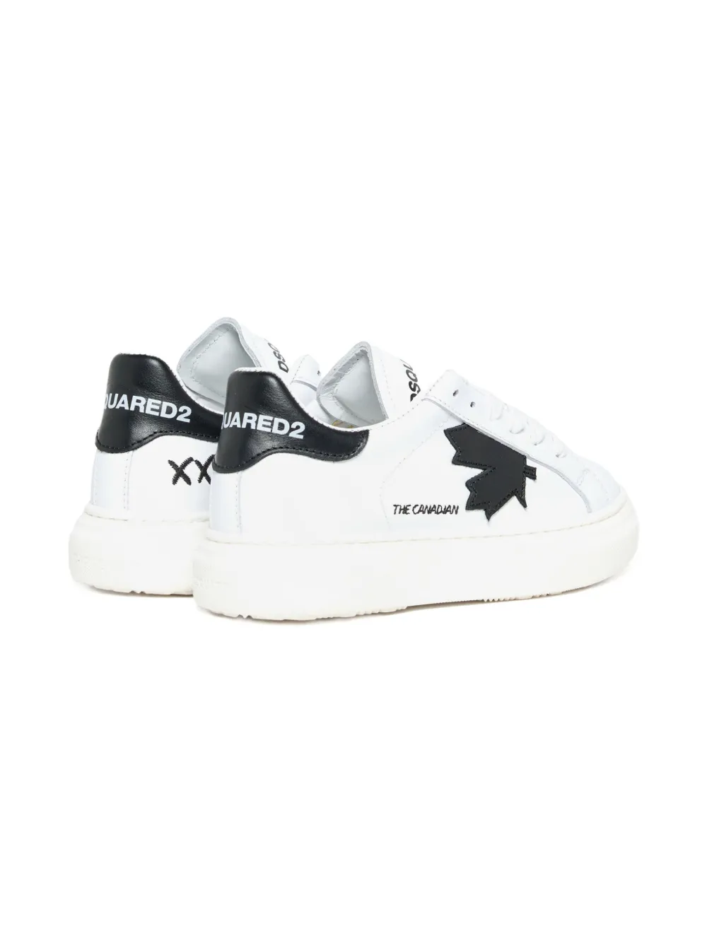 DSQUARED2 KIDS maple-leaf leather trainers White