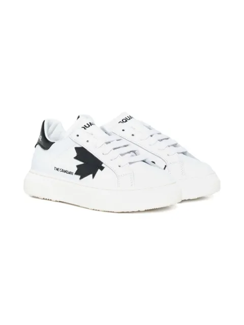 DSQUARED2 KIDS maple-leaf leather trainers