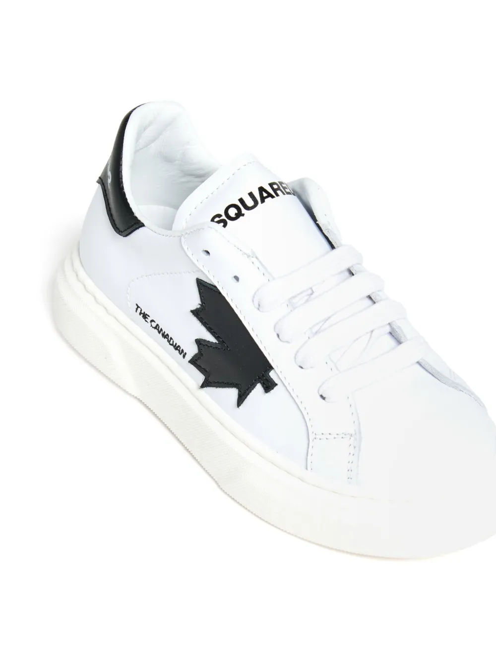 DSQUARED2 KIDS maple-leaf leather trainers White