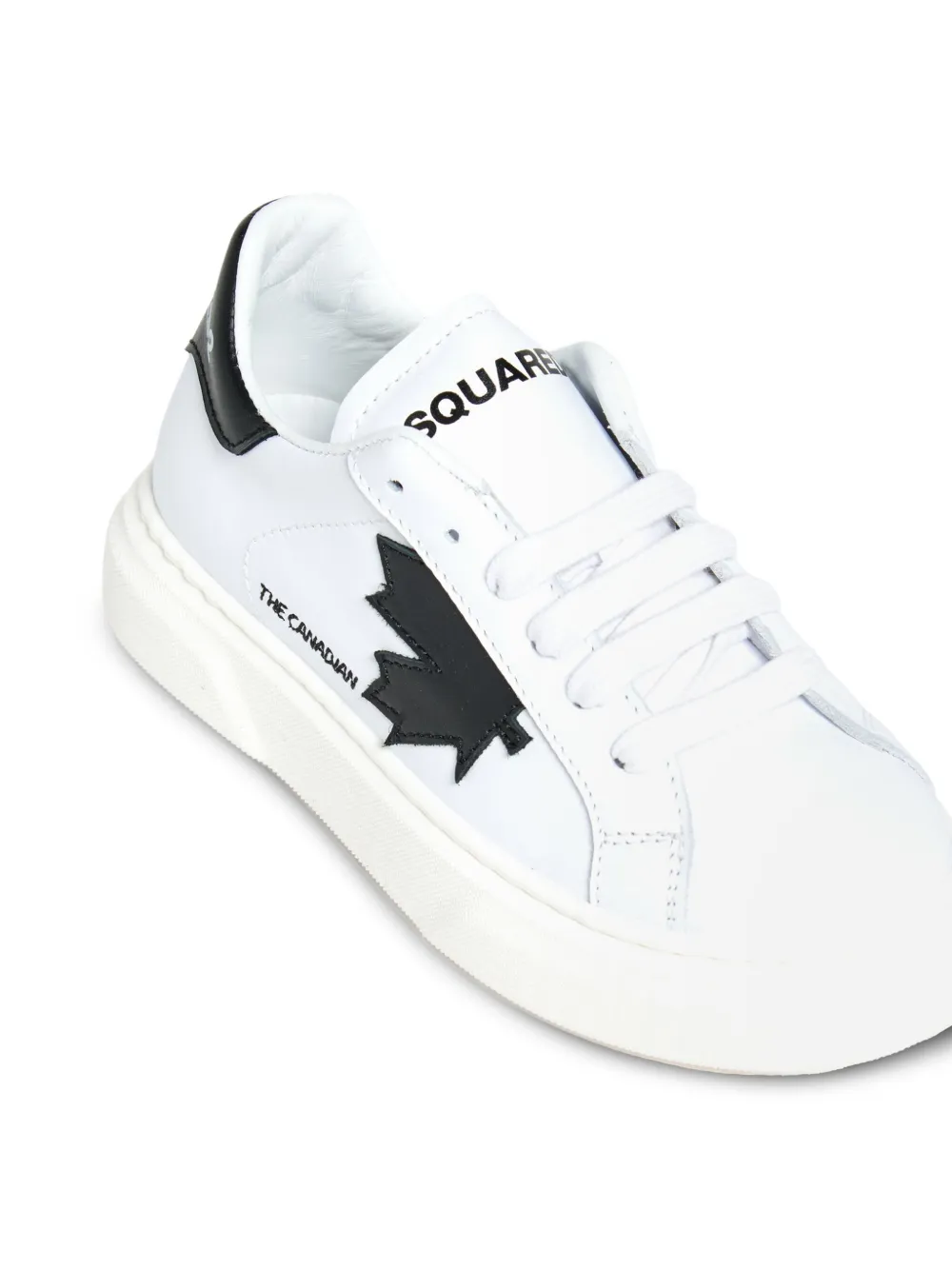 DSQUARED2 KIDS maple-leaf leather trainers White