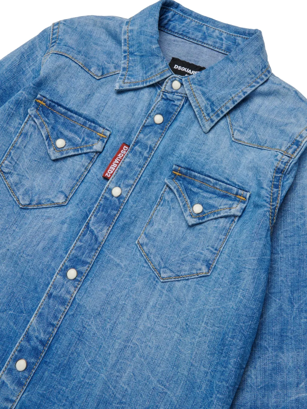 DSQUARED2 KIDS double-pocket denim shirt Blauw