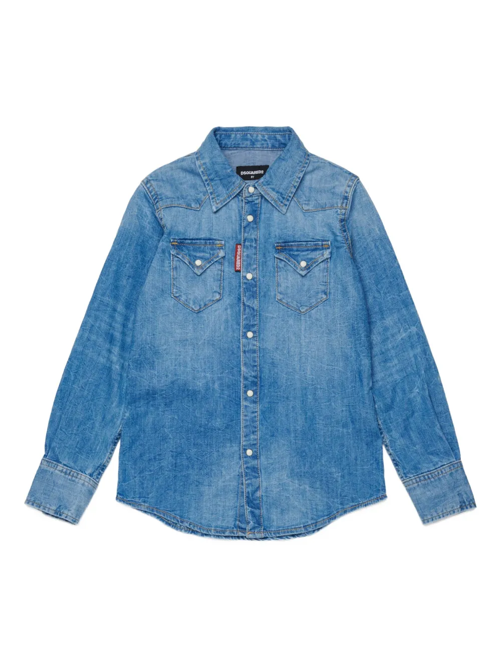 DSQUARED2 KIDS double-pocket denim shirt Blauw