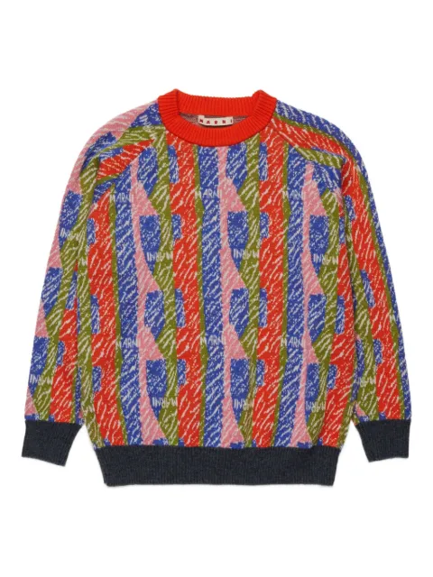 Marni Kids patterned intarsia-knit jumper