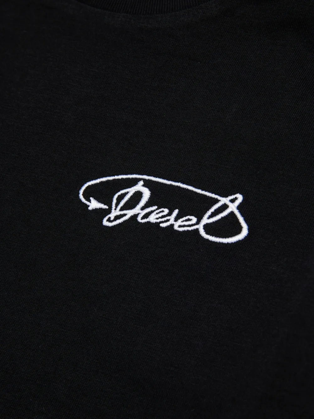 Diesel Kids logo-embroidered cotton T-shirt Zwart