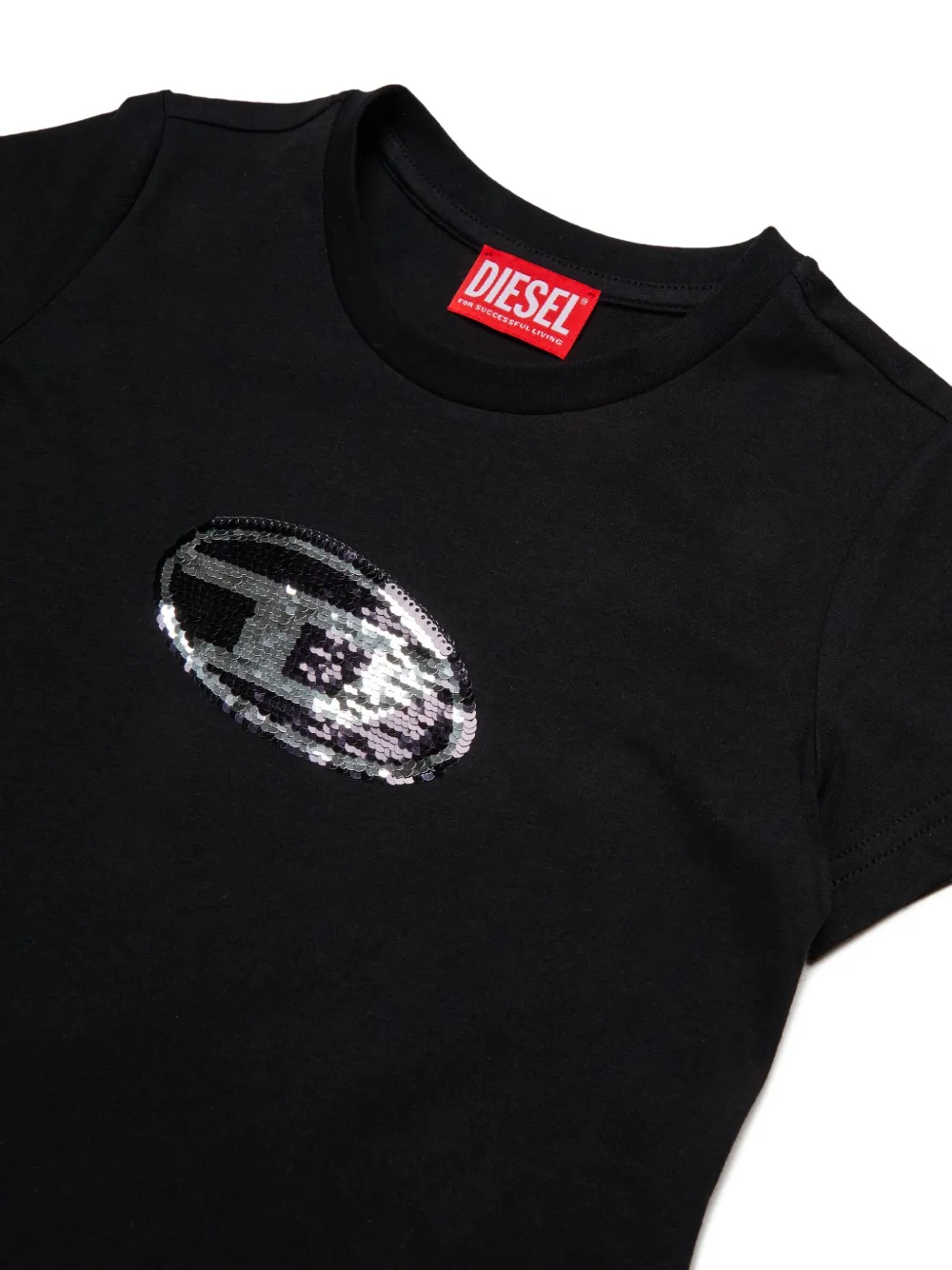 Diesel Kids T-shirt met pailletten Zwart