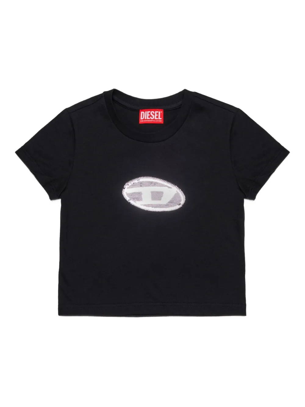 Diesel Kids T-shirt met pailletten Zwart