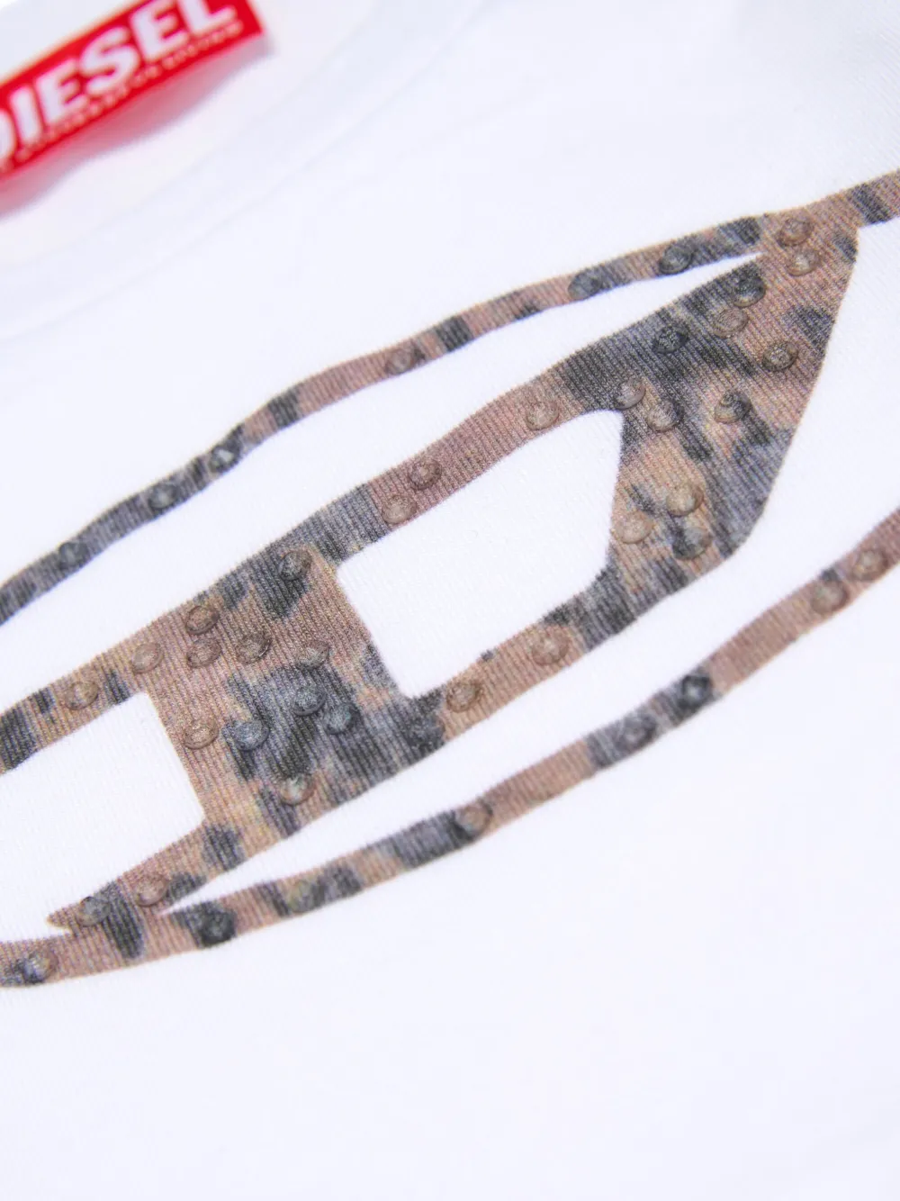 Diesel Kids T-shirt met ovalen logo en lange mouwen Wit