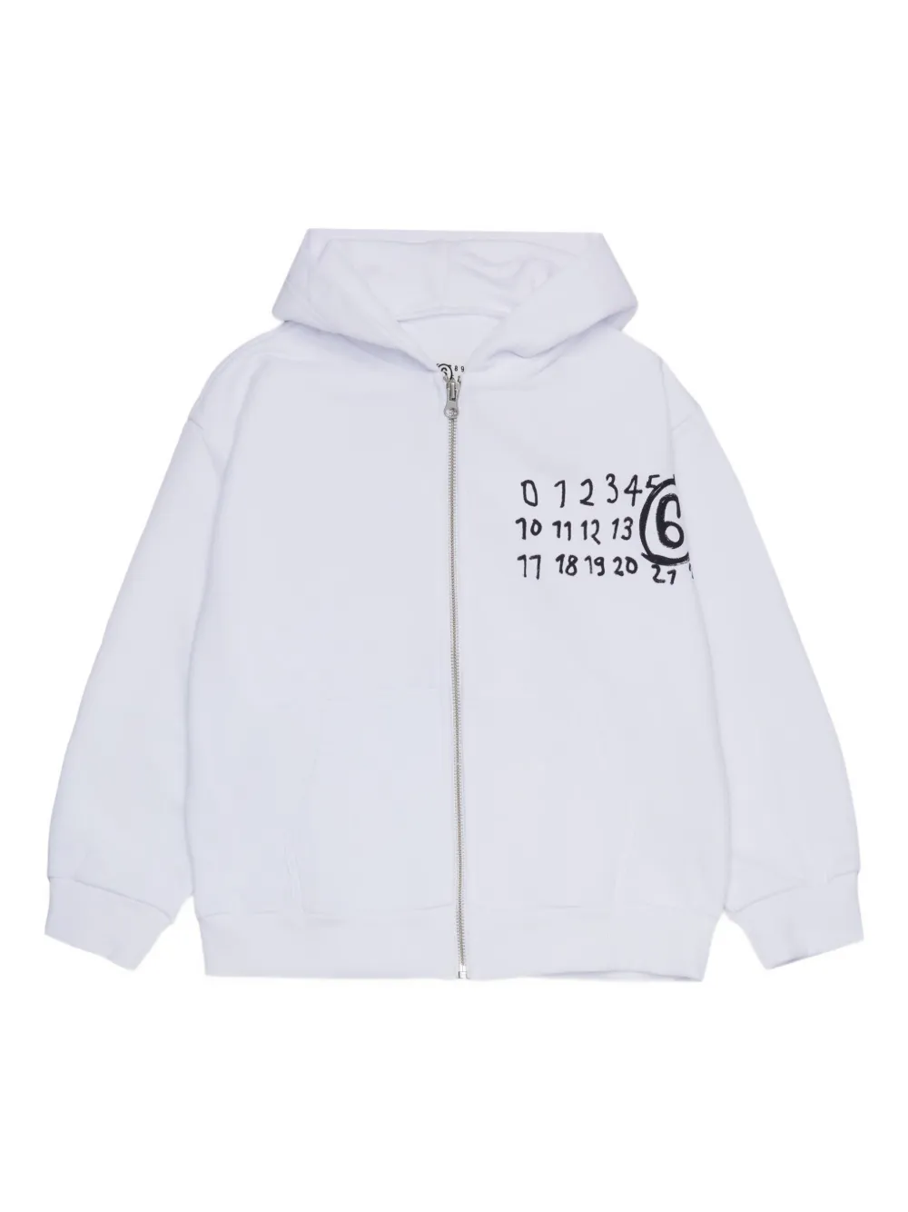 MM6 Maison Margiela Kids number-print zip-fastening hoodie Wit