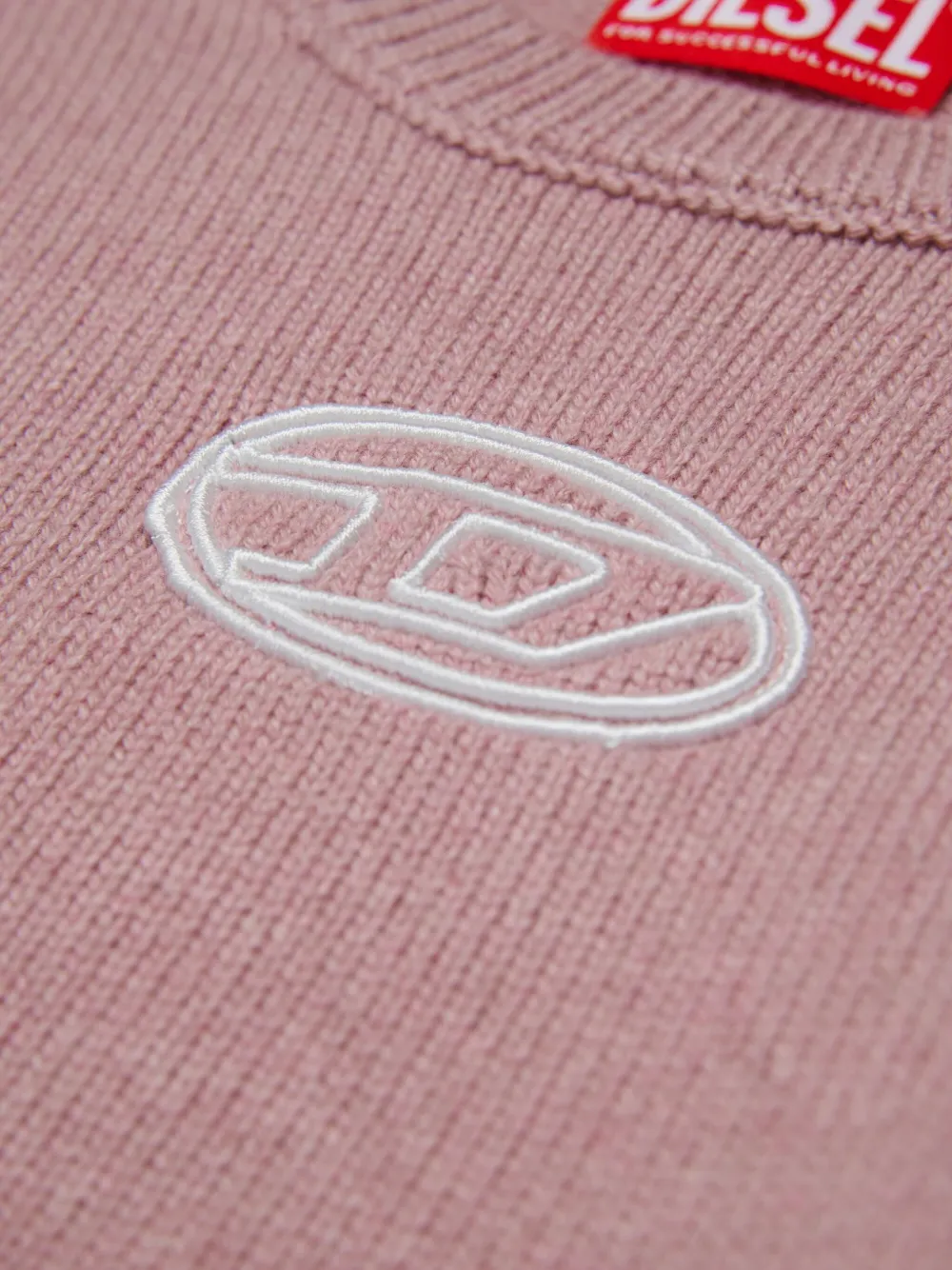 Diesel Cashmere Blend Sweater With Embroidery Oval D In Pink