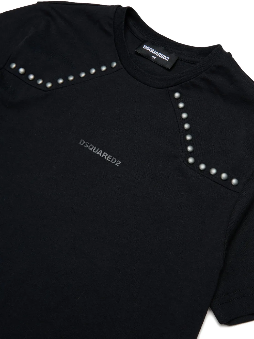 DSQUARED2 KIDS studded-shoulder T-shirt Zwart