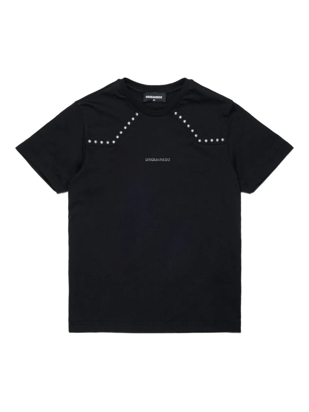 DSQUARED2 KIDS studded-shoulder T-shirt Zwart
