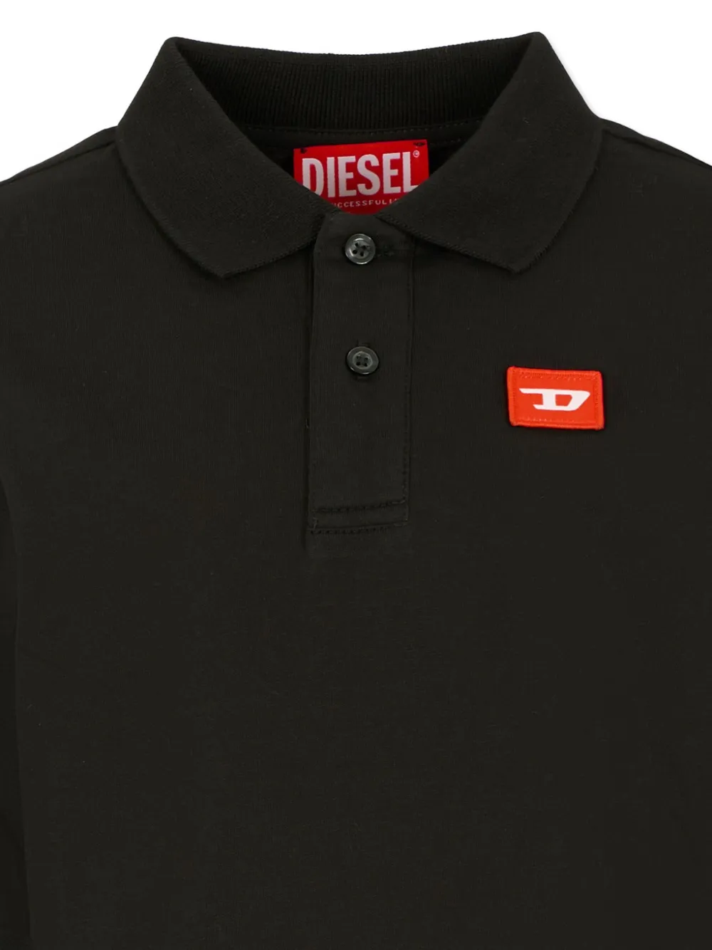 Diesel Kids Takao poloshirt met logopatch en lange mouwen Zwart
