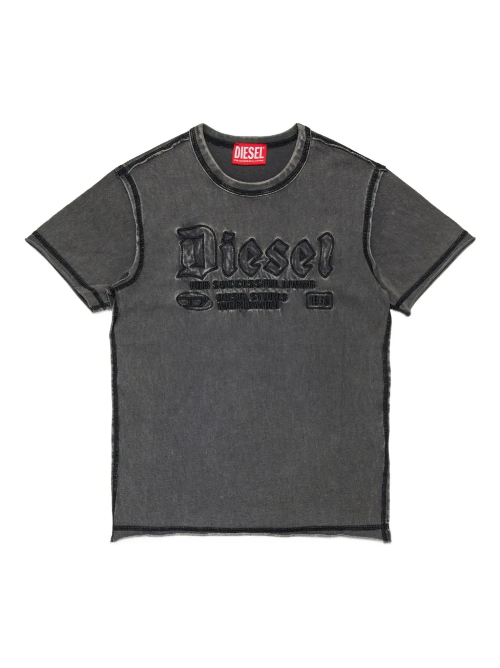 Diesel Kids T-shirt met geborduurd logo Zwart