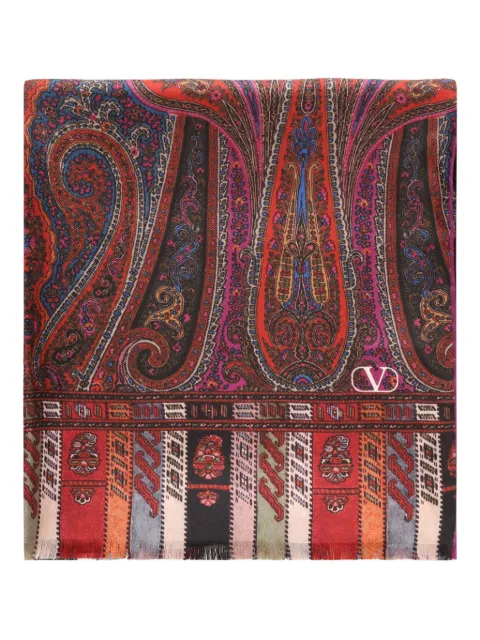 Valentino Garavani paisley-pattern fringed scarf