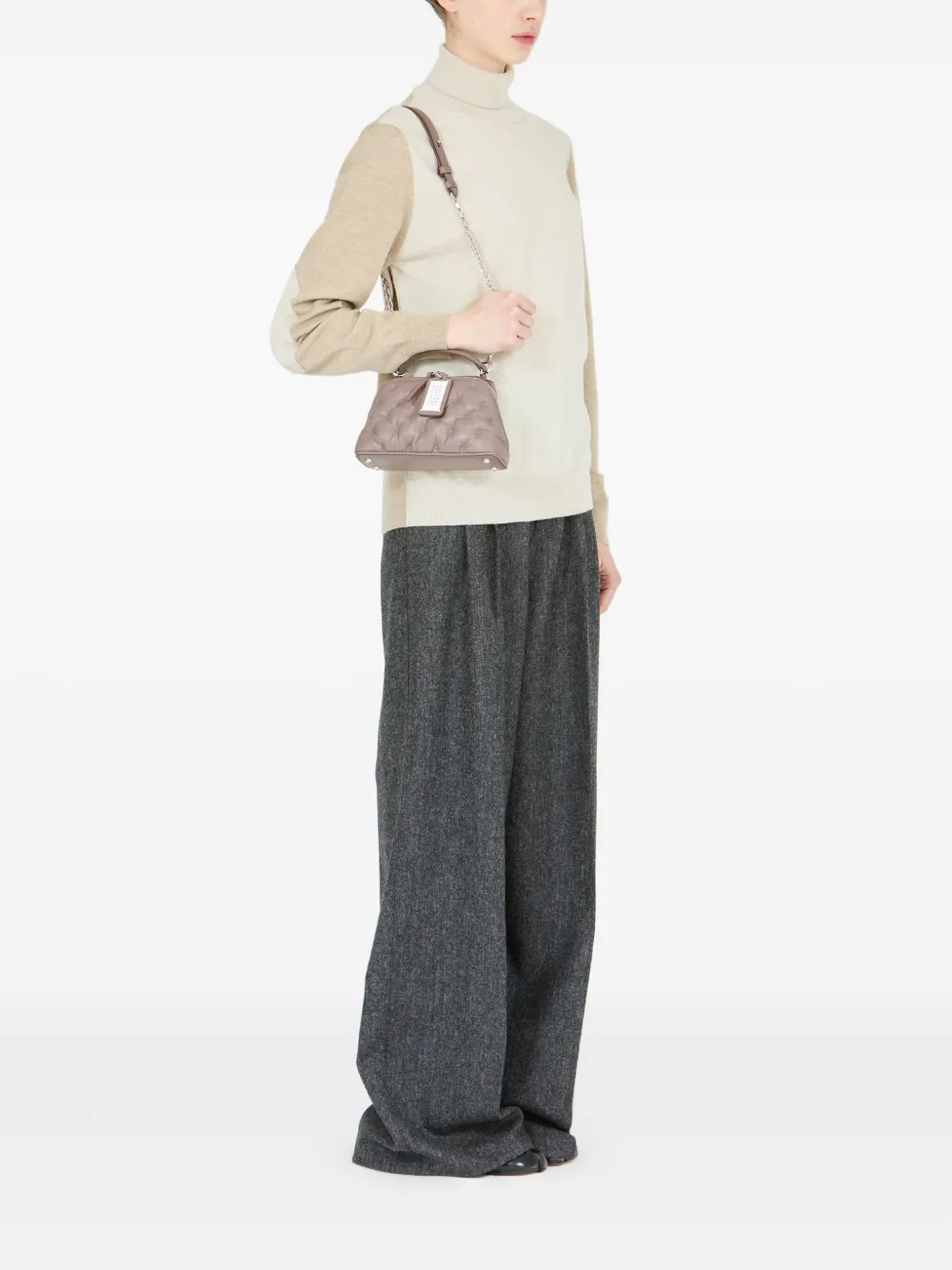 Maison Margiela Glam Slam leren schoudertas - Beige