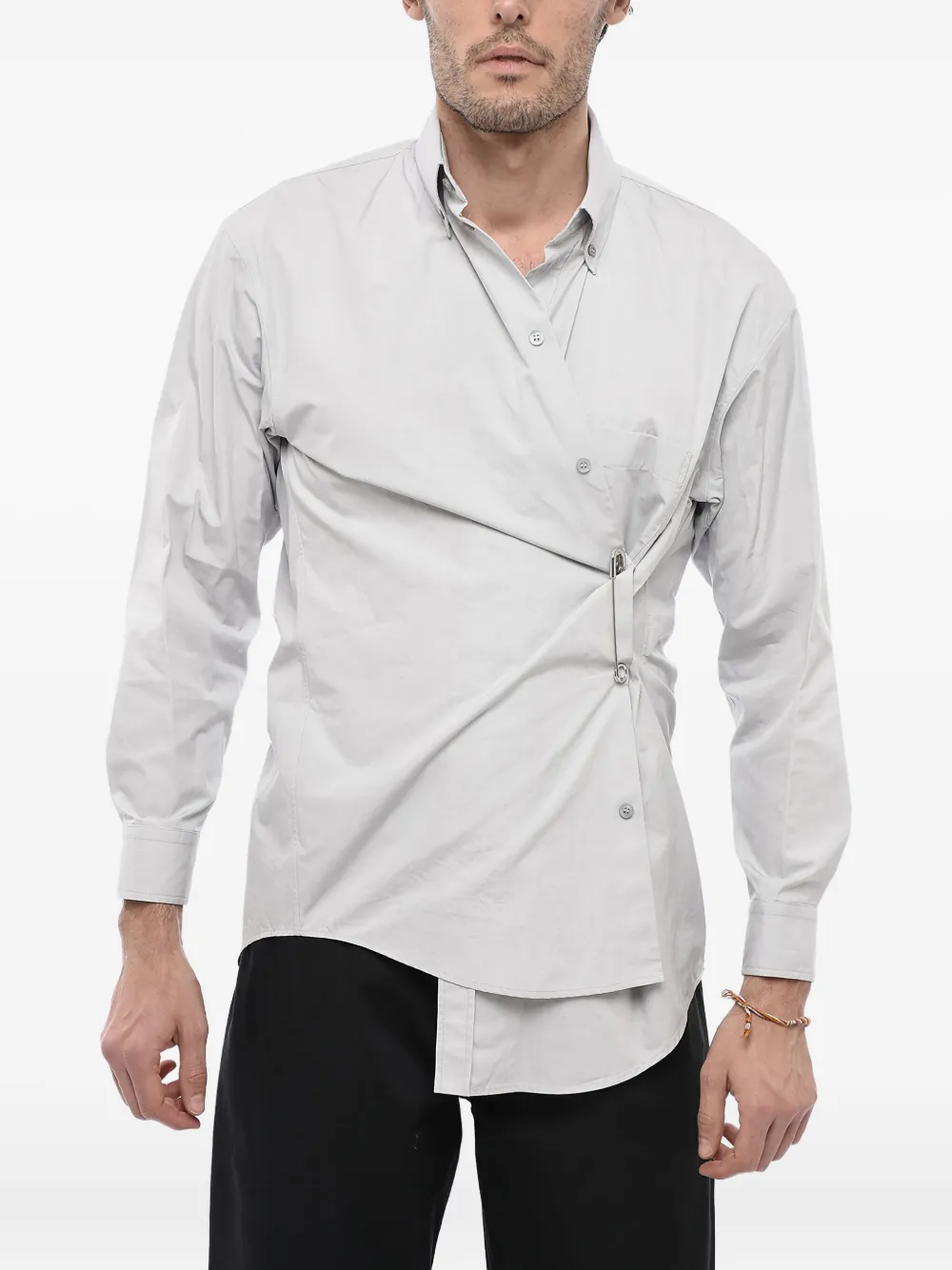 Balenciaga chemise en coton à design cache-cœur | gris | Image 1