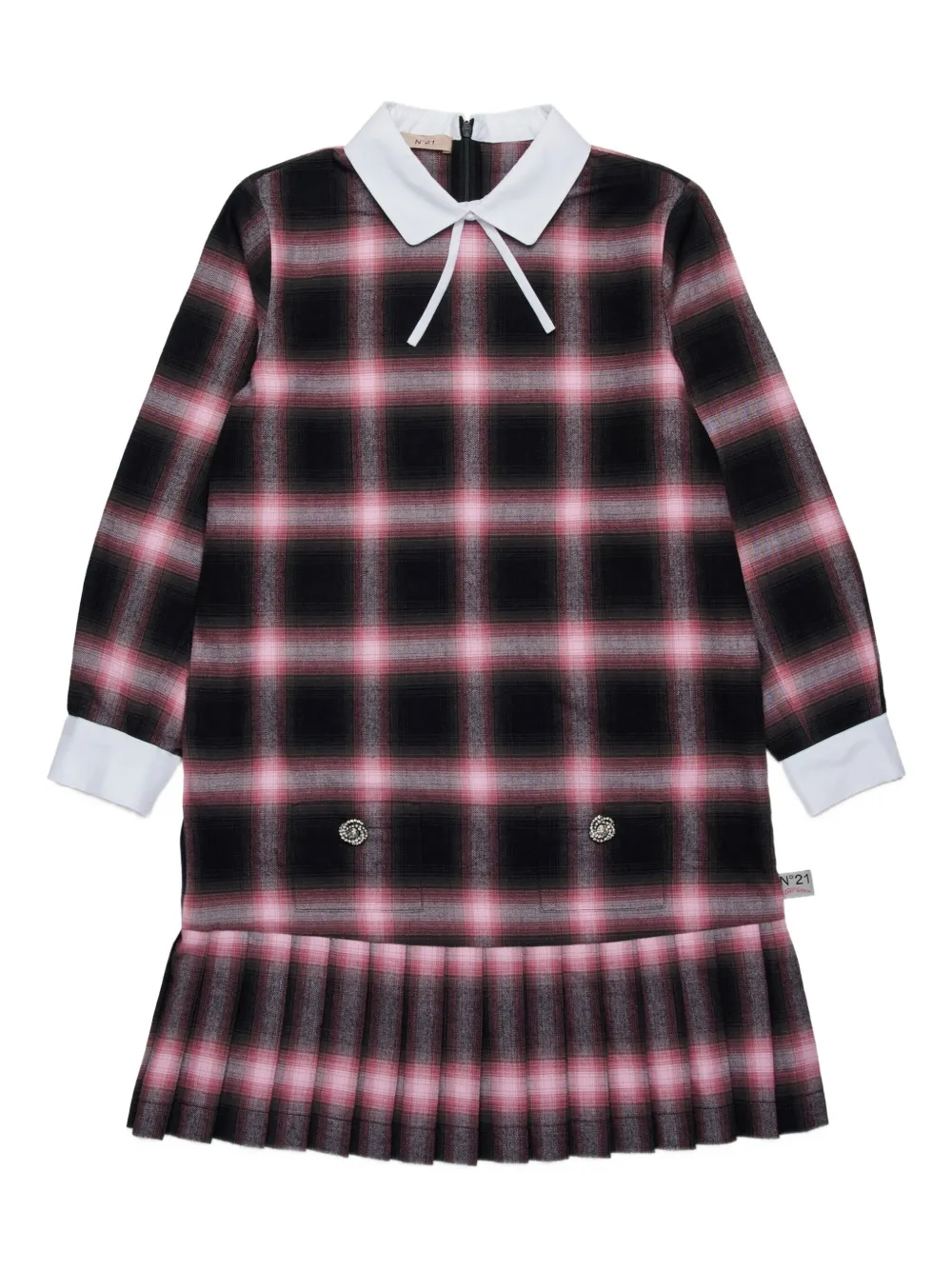Nº21 Kids Geruite jurk Zwart
