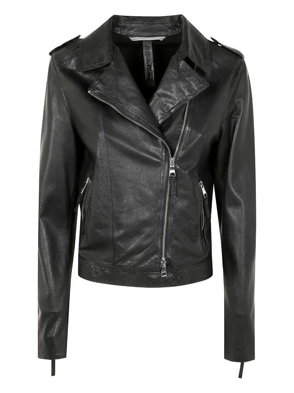 The Jackie Leathers Leren bikerjack Zwart