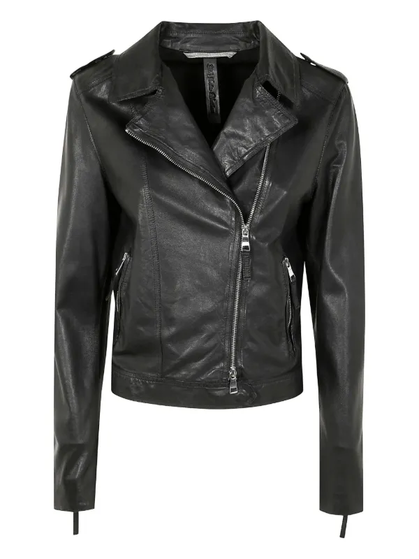 The Jackie Leathers Leather Biker Jacket Black FARFETCH PH