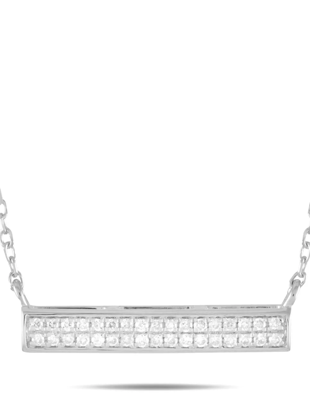 Pre-owned Lb Exclusive 14k White Gold Pendant Diamond Necklace In Silver