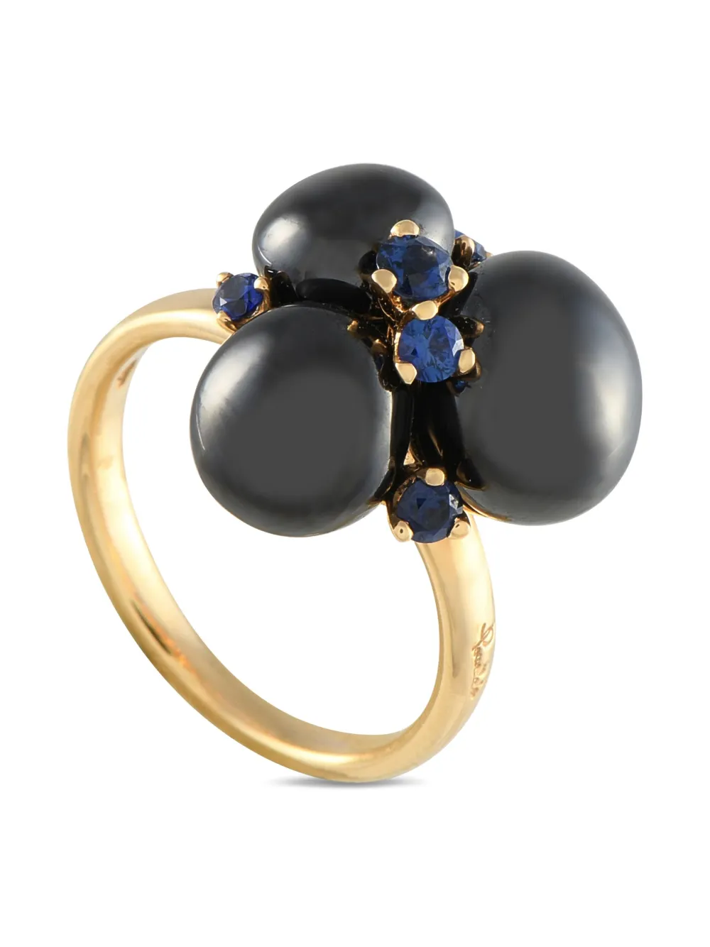 Pre-owned Pomellato 18k Yellow Gold Capri Sapphire And ´hematite Ring