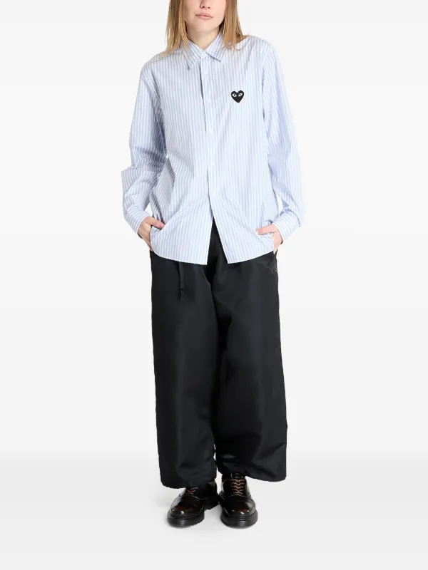 Comme Des Garçons Play Black Heart Striped Shirt | Blue | FARFETCH