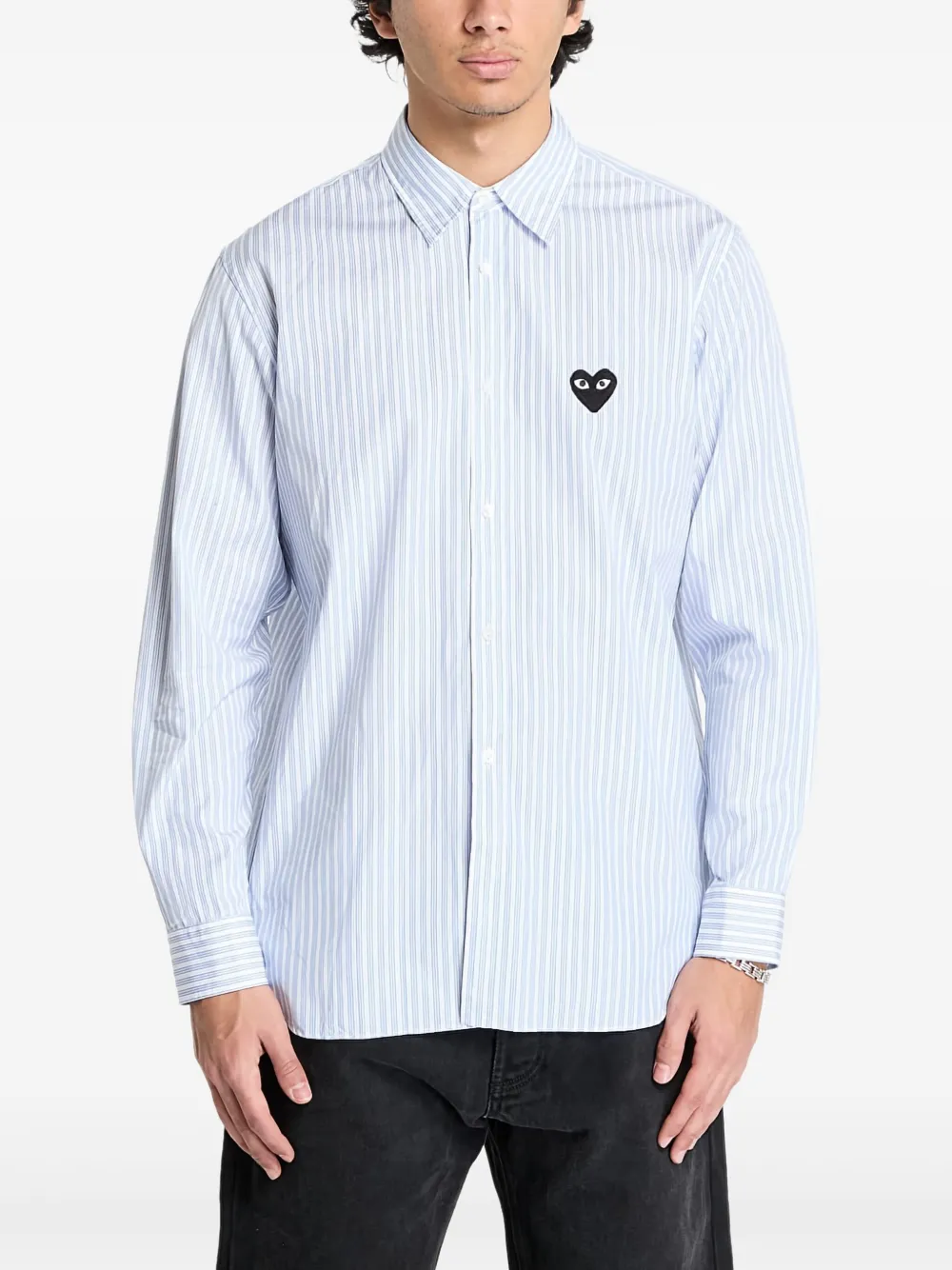 Comme Des Garçons Play Black Heart Striped Shirt