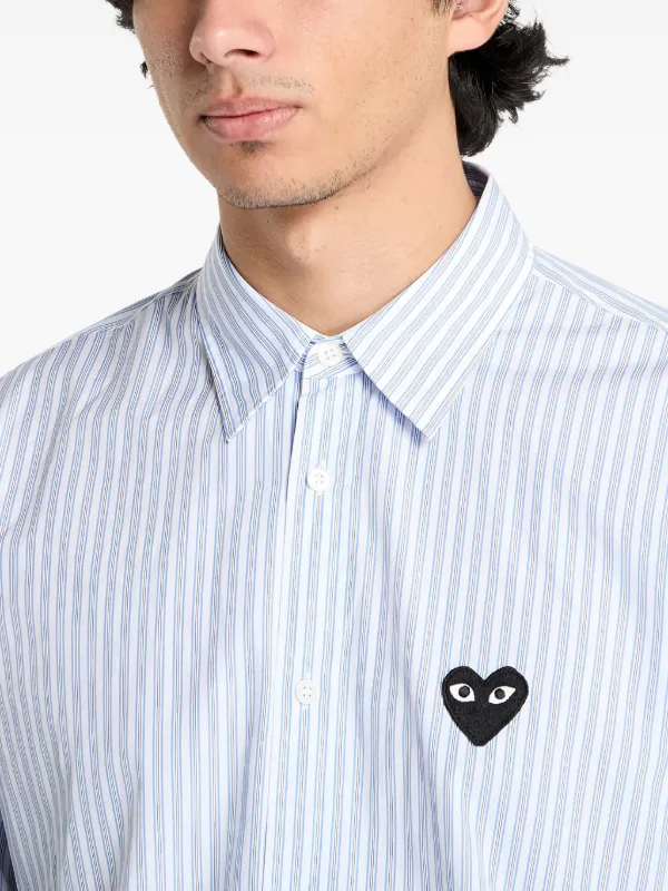 Comme Des Garçons Play Black Heart Striped Shirt | Blue | FARFETCH
