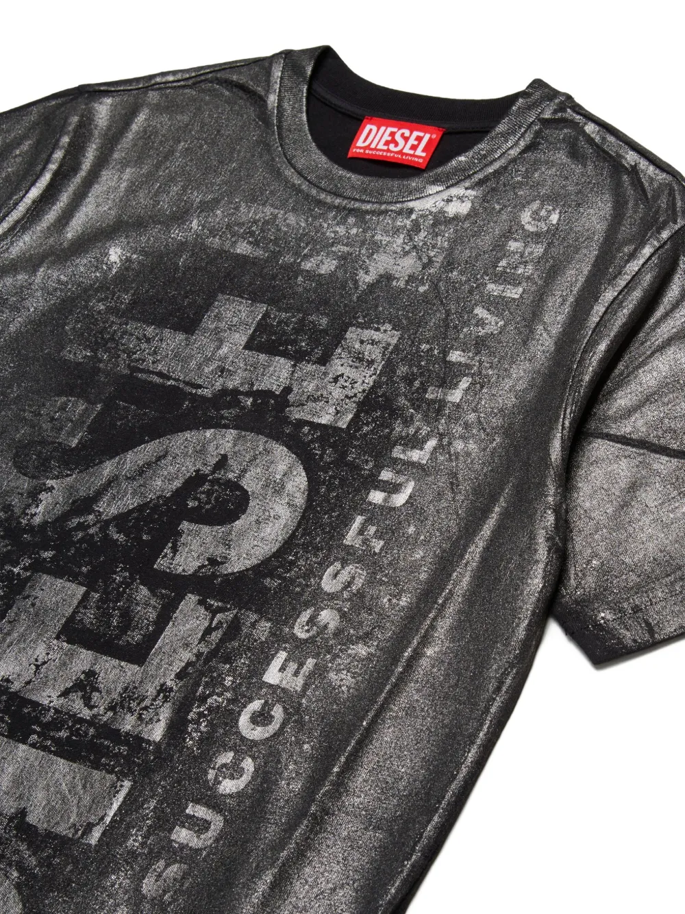 Diesel Kids Katoenen T-shirt Zwart