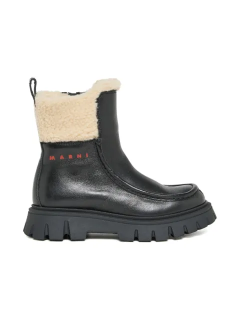 Marni Kids leather shearling boots