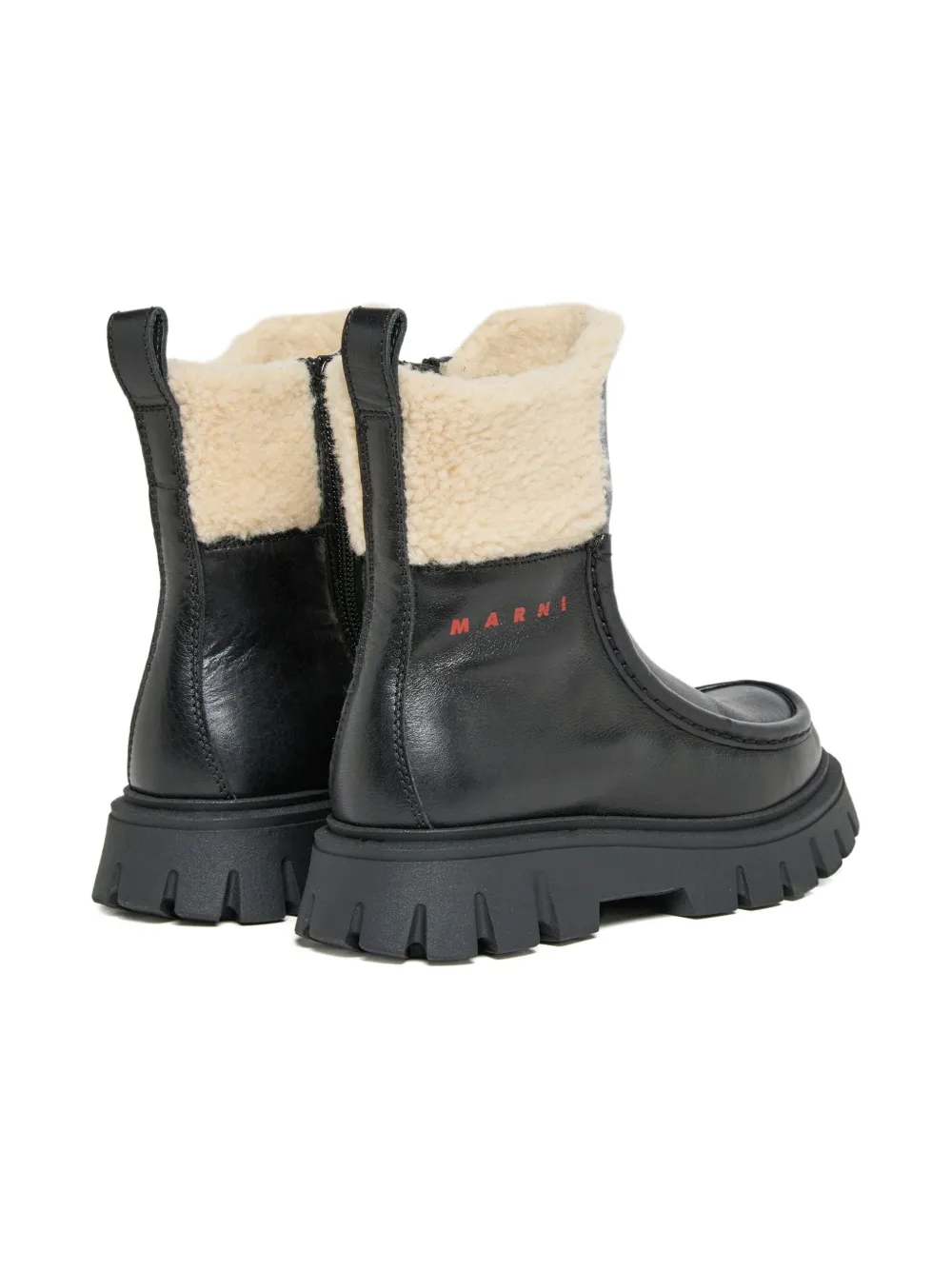 Marni Kids leather shearling boots Black