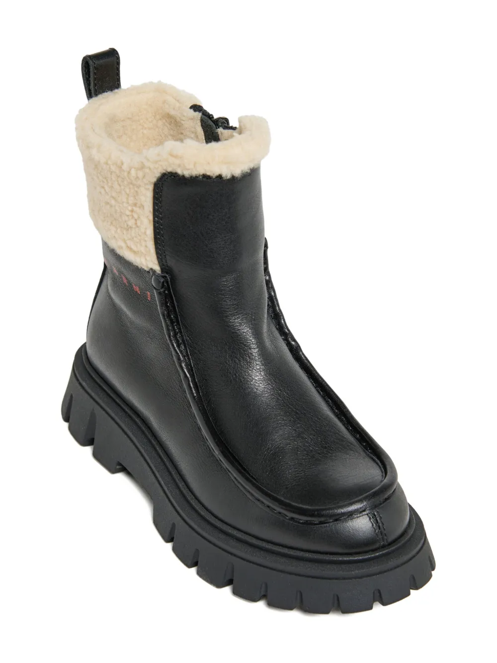 Marni Kids leather shearling boots Black