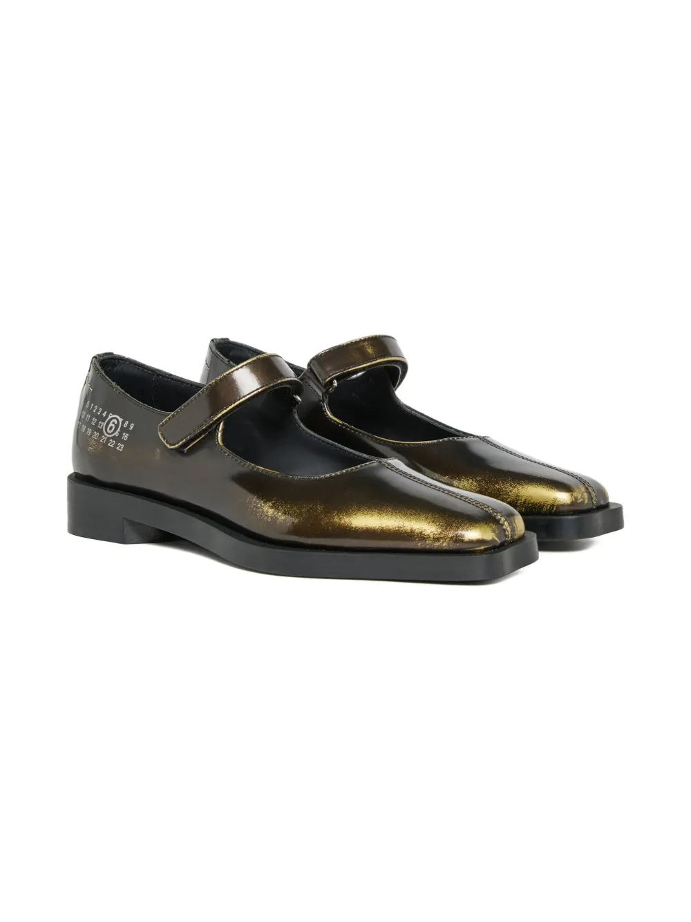 MM6 Maison Margiela Kids touch-strap metallic-leather ballerina shoes | Girls Shoes | Image 2