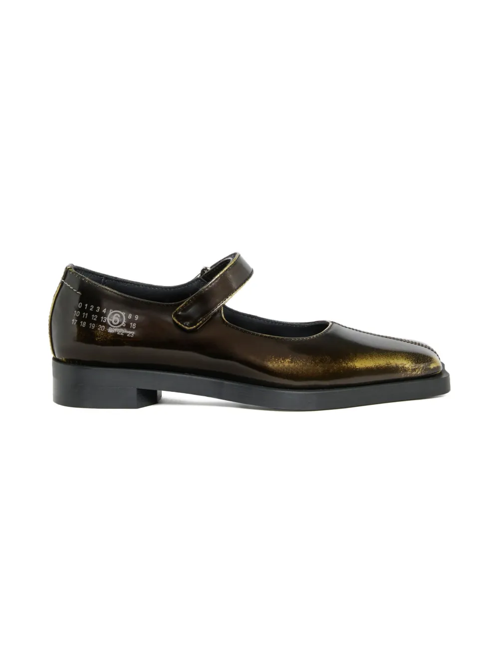 MM6 Maison Margiela Kids touch-strap metallic-leather ballerina shoes | Brown | Image 1