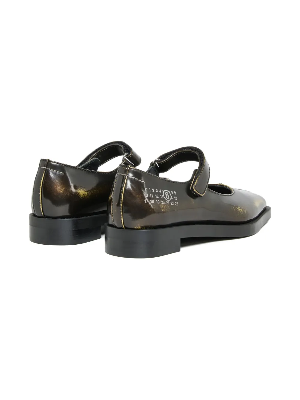 MM6 Maison Margiela Kids touch-strap metallic-leather ballerina shoes Brown