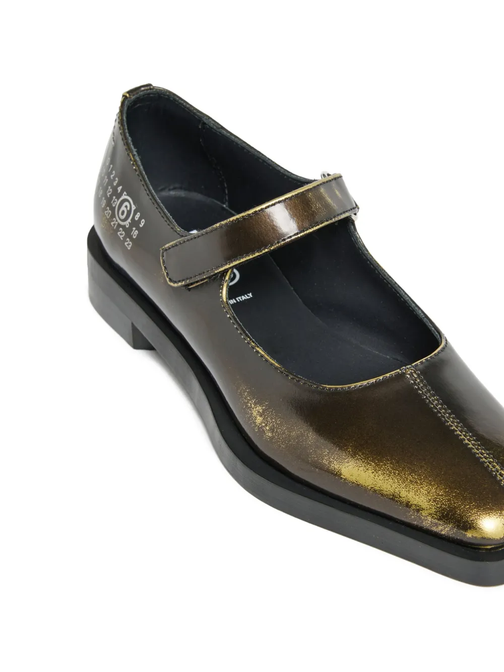 MM6 Maison Margiela Kids touch-strap metallic-leather ballerina shoes Brown