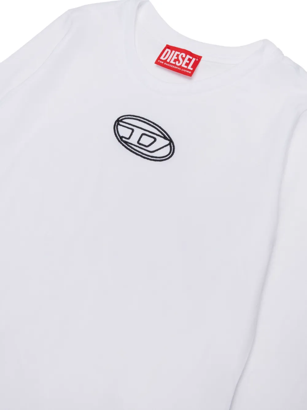 Diesel Kids logo-embroidered long-sleeve top Wit