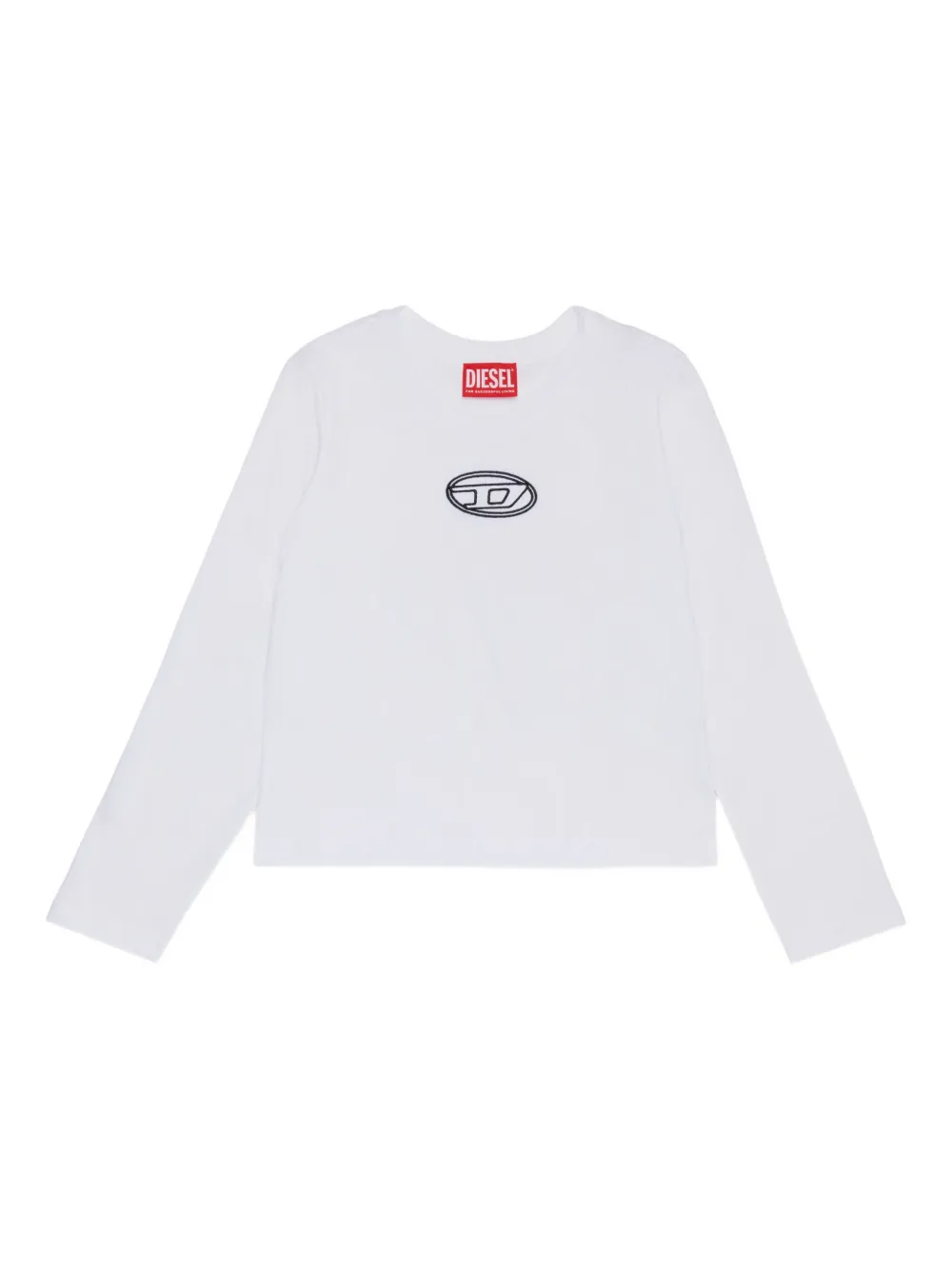 Diesel Kids logo-embroidered long-sleeve top Wit