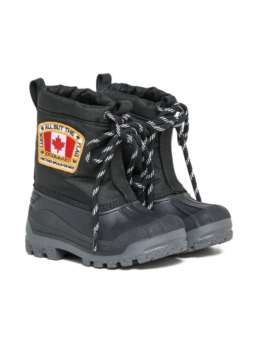 DSQUARED2 KIDS lace-up logo-parch padded boots Black