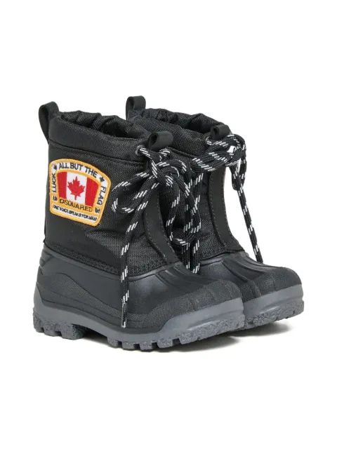 DSQUARED2 KIDS lace-up logo-parch padded boots